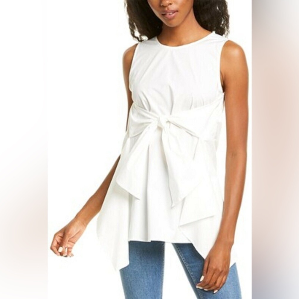 Marella Women's Cotton Blend Round Neck White Vania Top Size 6